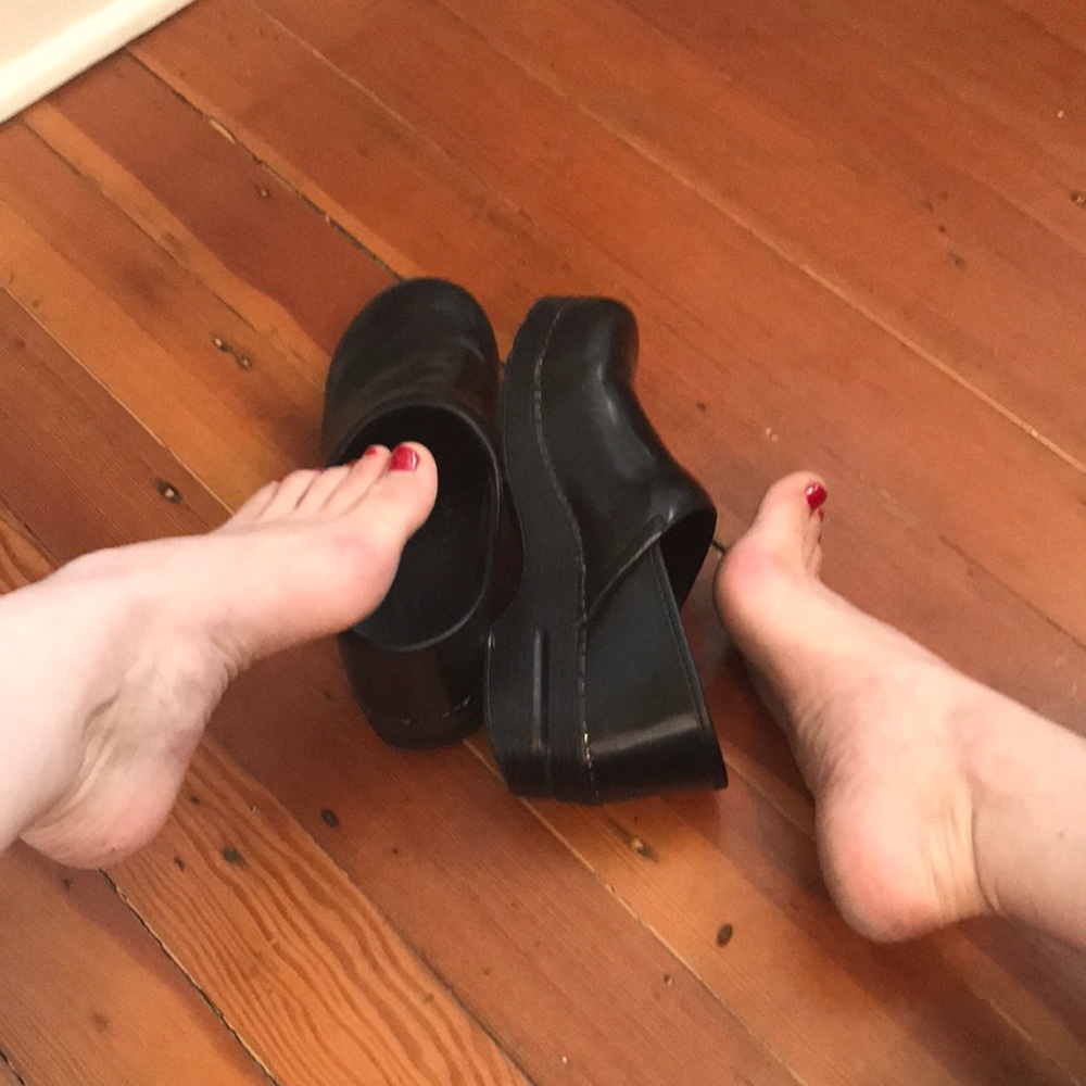 Dansko Black Leather Clog Size 40
